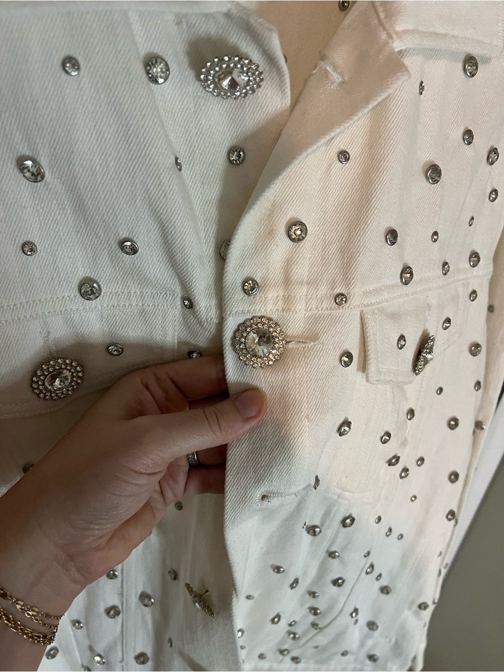 Show me your mumu White Embellished Denim Jacket